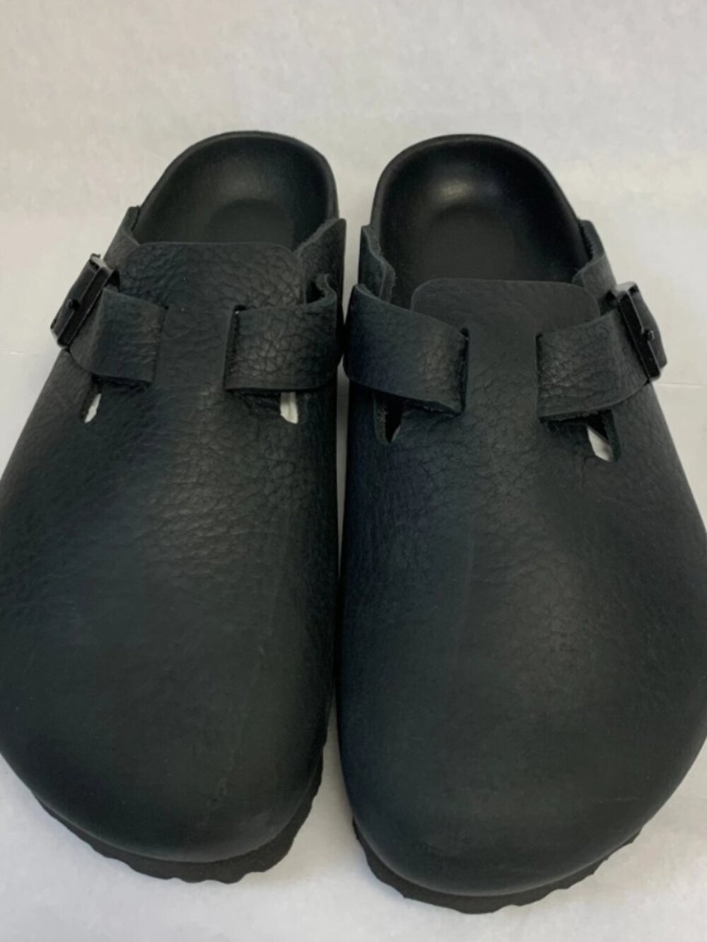 Birkenstock Boston Black Exquisite Leather Regular Width Sandals